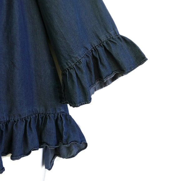 Jane and Delancey Top Chambray Tencel Ruffles On Off Shoulder Tencil S Small - Picture 3 of 8